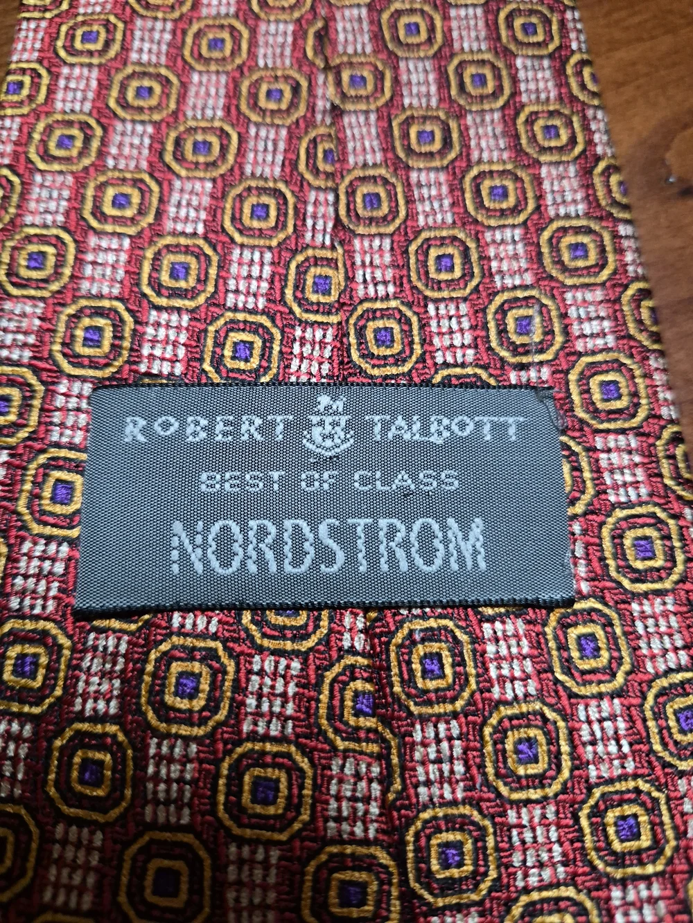 Robert Talbott Red Geometric Silk Best In Class Tie with Gold and Black Accents